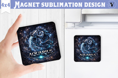 Aquarius Square Magnet | Galactic Metallic Zodiac Product Image 1