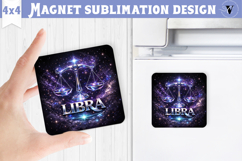 Libra Square Magnet | Galactic Metallic Zodiac Product Image 1