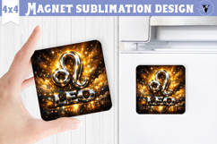 Leo Square Magnet | Galactic Metallic Zodiac Product Image 1
