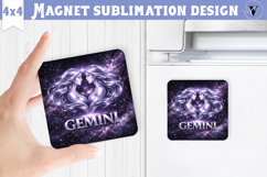 Gemini Square Magnet | Galactic Metallic Zodiac Product Image 1