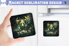 Taurus Square Magnet | Galactic Metallic Zodiac Product Image 1