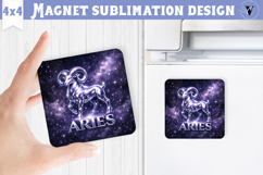 Aries Square Magnet | Galactic Metallic Zodiac Product Image 1