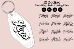 Zodiac motel keychain SVG featuring celestial and astrology-inspired artwork in a retro motel key tag style, suitable for Cricut and Silhouette projects with ready-to-use SVG, PNG, EPS, and DXF files.
