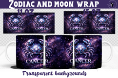 Cancer mug wrap | Galactic Metallic Zodiac mug sublimation Product Image 1