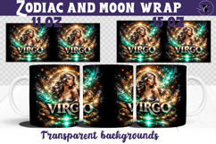 Virgo mug wrap | Galactic Metallic Zodiac mug sublimation Product Image 1
