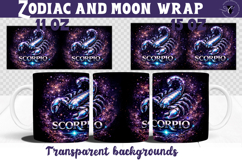 Scorpio mug wrap | Galactic Metallic Zodiac mug sublimation Product Image 1