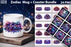 Zodiac Mug &amp; Coaster Bundle | Astrology Sublimation Product Image 1