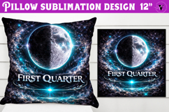 First Quarter Moon Pillow sublimation | Moon Phase Design Product Image 1