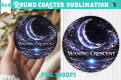 Waning Crescent Moon Round Coaster | Moon Phase Design Product Image 1