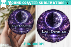 Last Quarter Moon Round Coaster | Moon Phase Design Product Image 1