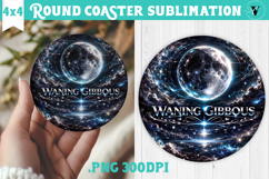 Wanning Gibbous Moon Round Coaster | Moon Phase Design Product Image 1