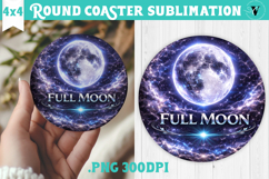 Full Moon Round Coaster | Moon Phase Design Product Image 1