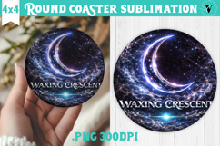 Waxing Crescent Moon Round Coaster | Moon Phase Design Product Image 1
