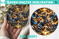 Sagittarius Round Coaster | Moon Phase Design Product Image 1