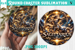 Sagittarius Round Coaster | Moon Phase Design Product Image 1