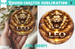 Leo Round Coaster | Moon Phase Design Product Image 1