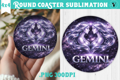 Gemini Round Coaster | Moon Phase Design Product Image 1