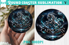 Capricorn Round Coaster | Moon Phase Design Product Image 1