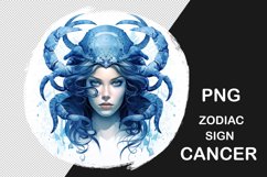 Zodiac sign Cancer. Astrology, esoteric, divination, witchcraft concept. Watercolor digital art