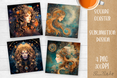 Coaster for a glass &quot;Zodiac sign&quot; square, horoscope, love Product Image 1