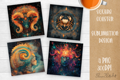Coaster for a glass &quot;Zodiac sign&quot; square, horoscope, love Product Image 1