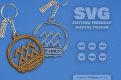 Aquarius Zodiac Keychain Laser Cut SVG Product Image 1