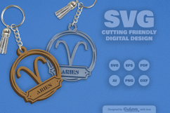 Aries Zodiac Keychain Laser Cut SVG Product Image 2