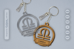 Libra Zodiac Keychain Laser Cut SVG Product Image 1