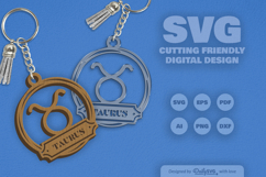 Taurus Zodiac Keychain Laser Cut SVG Product Image 2