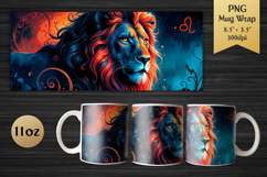 Zodiac sign Leo. 11oz Mug Wrap sublimation design for astrology lovers, horoscope fans, or as a personalized gift for birthdays and special occasions.