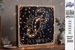 Zodiac Sign Night Light Laser Cut | Scorpio Light Box Laser Product Image 1