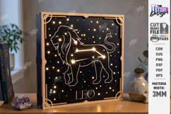Zodiac Sign Night Light Laser Cut | Leo Light Box Laser Product Image 1