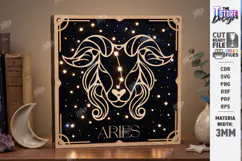 Zodiac Sign Night Light Laser Cut | Aries Light Box Laser Product Image 1