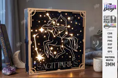 Zodiac Sign Night Light Laser Cut | Sagittarius Light Box Product Image 1