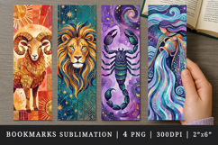 Zodiac sign bookmarks printable sublimation bookmark design Product Image 1