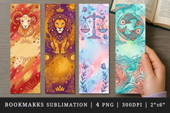 Zodiac sign bookmarks printable sublimation bookmark design Product Image 1