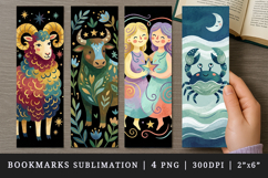 Zodiac sign bookmarks printable sublimation bookmark design Product Image 1
