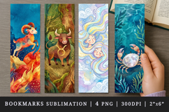 Zodiac sign bookmarks printable sublimation bookmark design Product Image 1