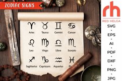 Zodiac Signs SVG, Horoscope Cut File, Astrology Signs DXF Product Image 1