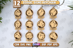 Zodiac Signs Keychains Laser Cut Bundle, Astrology Signs SVG Product Image 1