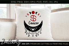 CANCER Zodiac Sign SVG for CRICUT Celestial Moon T-shirt Mug Product Image 5
