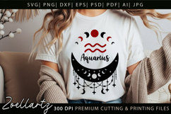 Aquarius Zodiac Sign SVG Celestial Moon T-shirt Mug Design Product Image 6