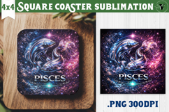 Pisces Square Coaster | Moon Phase Design Product Image 1