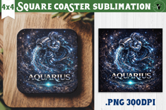 Aquarius Square Coaster | Moon Phase Design Product Image 1