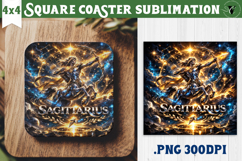 Sagittarius Square Coaster | Moon Phase Design Product Image 1