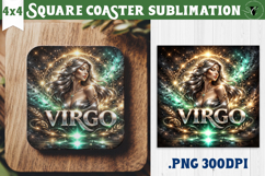 Virgo Square Coaster | Moon Phase Design Product Image 1