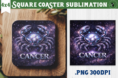 Cancer Square Coaster | Moon Phase Design Product Image 1