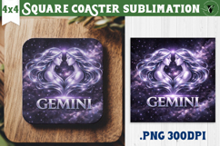 Gemini Square Coaster | Moon Phase Design Product Image 1