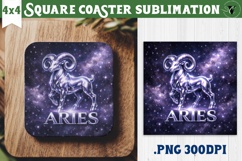 Aries Square Coaster | Moon Phase Design Product Image 1