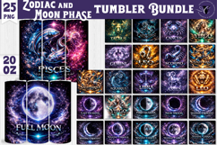 Zodiac Tumbler Sublimation Bundle | Celestial Moon Phase Product Image 1